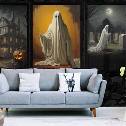 halloween wall art 3 pack, vintage ghost painting, vintage halloween wall art, digital download.jpg