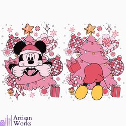 Disney Mickey Pink Christmas Tree SVG Digital File