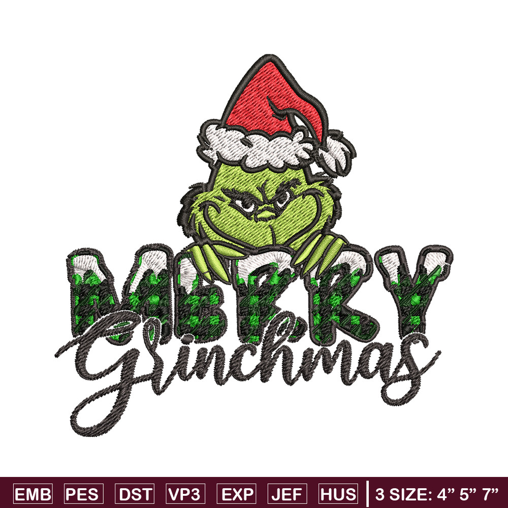 Merry Grinch Embroidery design, Grinch Merry Christmas Embroidery, Grinch design, Embroidery File, Digital download..jpg