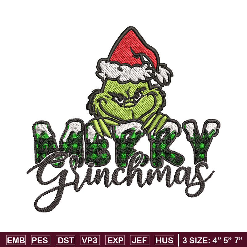 Merry Grinch Embroidery design, Grinch Merry Christmas Embroidery, Grinch design, Embroidery File, Digital download..jpg
