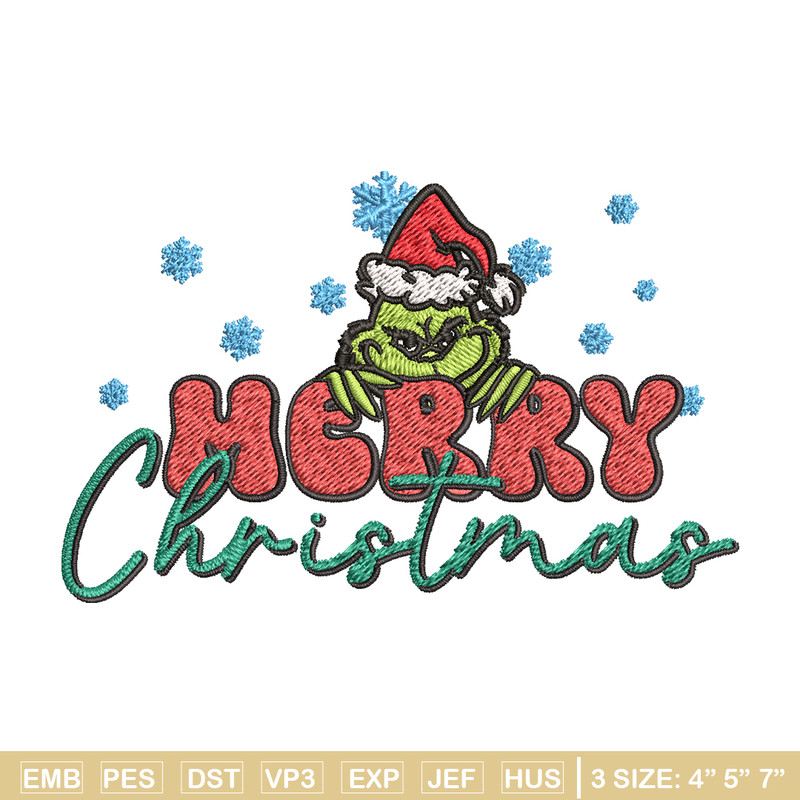Merry Grinch Embroidery design, Grinch Merry Christmas Embroidery, Grinch design, Embroidery File, Digital download.jpg