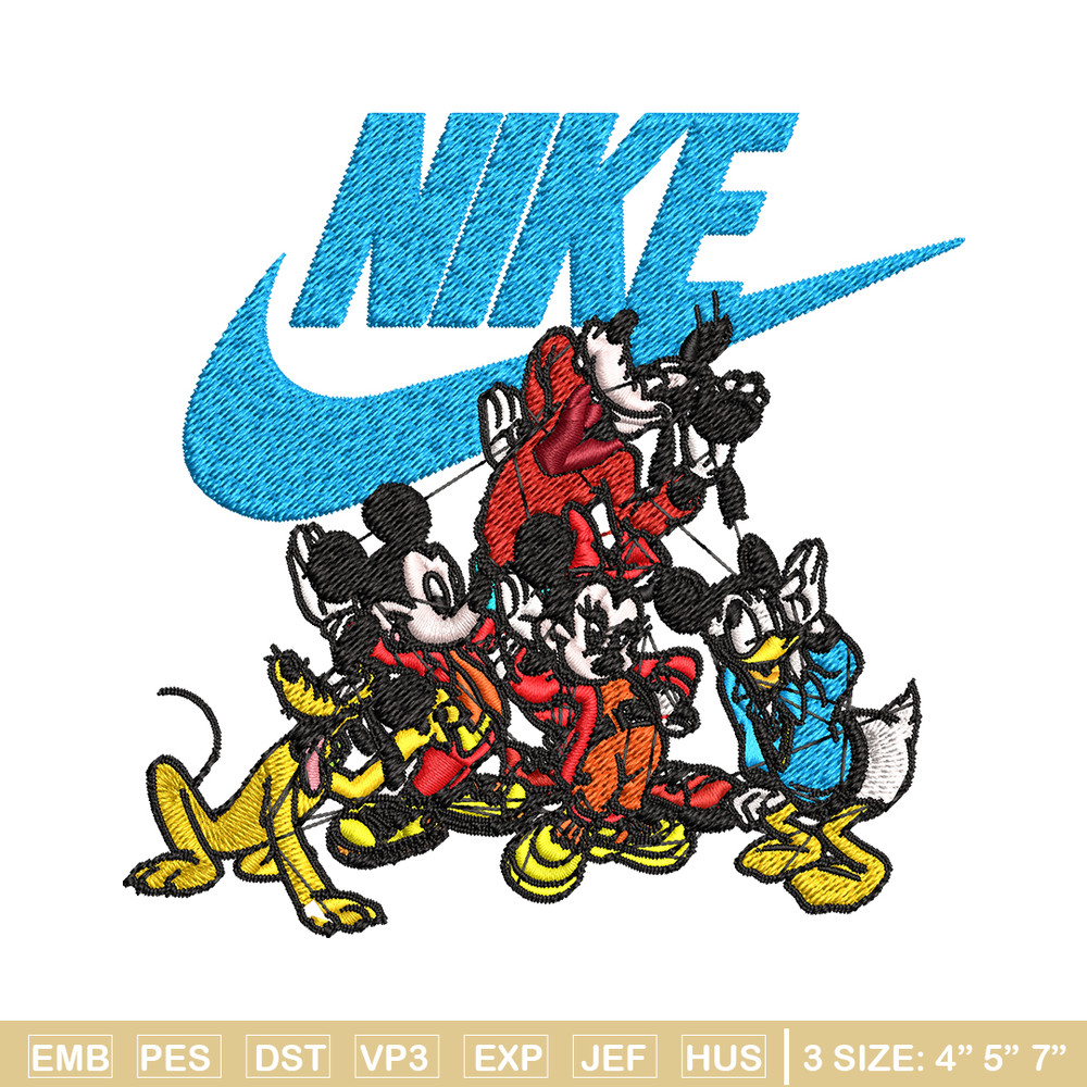 Mickey and friends Nike Embroidery design, Disney Embroidery, Nike design, Embroidery file, logo shirt, Instant download.jpg