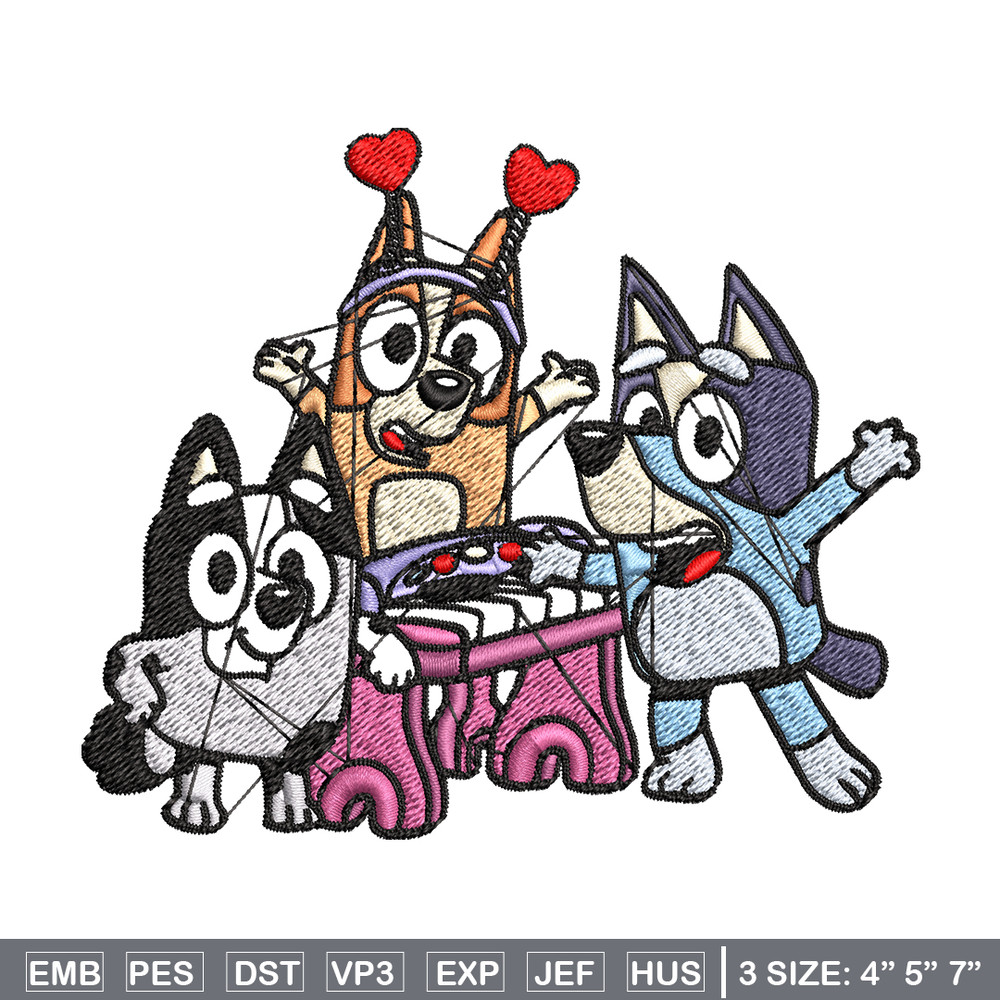 Happy birthday bluey Embroidery, Bluey Embroidery, Embroidery File, cartoon shirt, cartoon design, Digital download..jpg