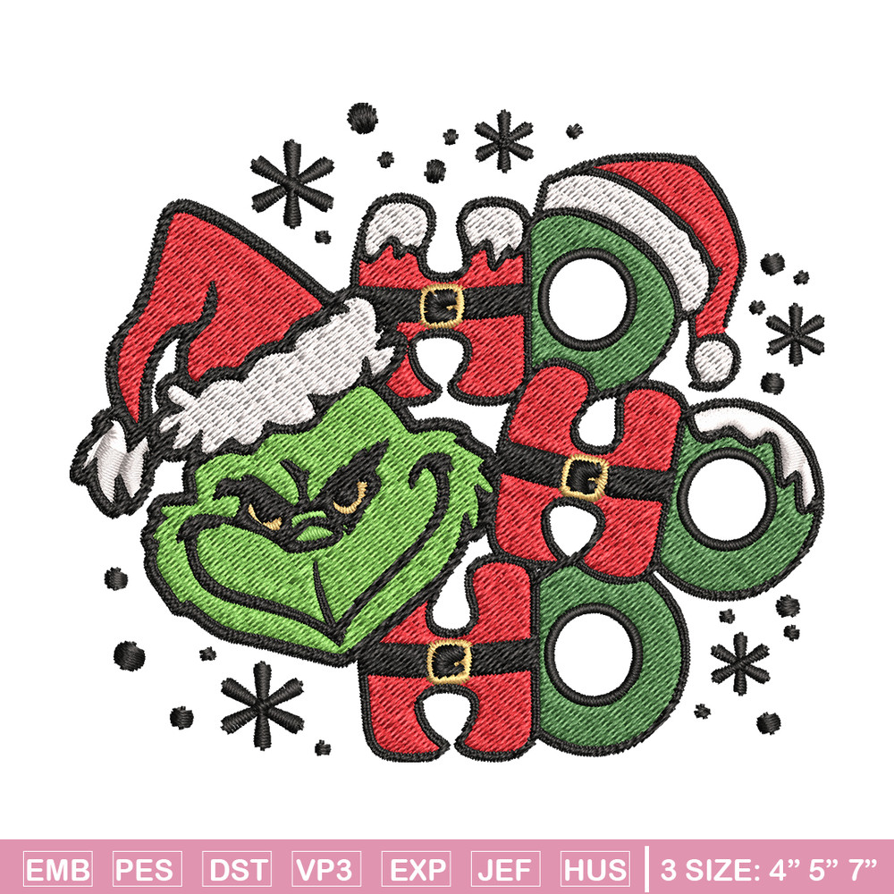 Ho Ho Ho The Grinch Embroidery design, Grinch christmas Embroidery, Grinch design, Embroidery File, Instant download..jpg