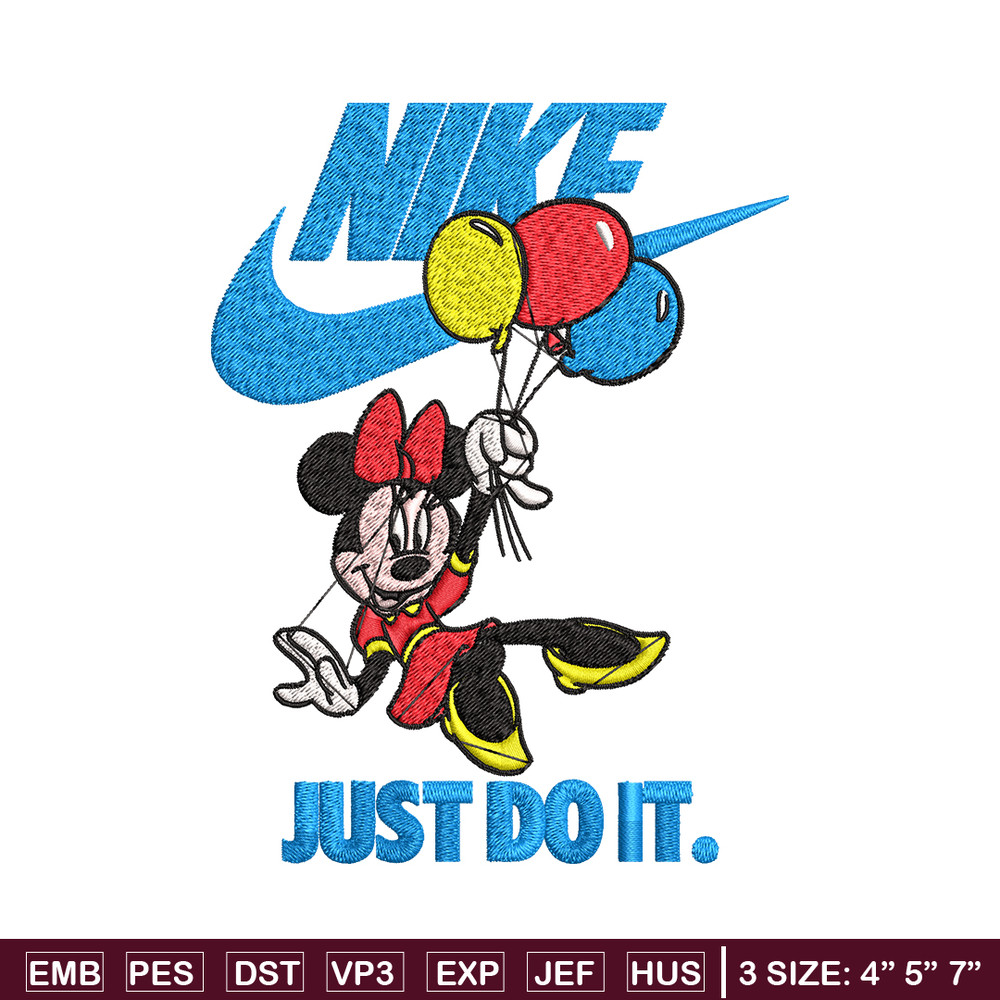 Minnie Mouse holding balloon Nike Embroidery design, Disney Embroidery, Nike design, Embroidery file, Instant download..jpg