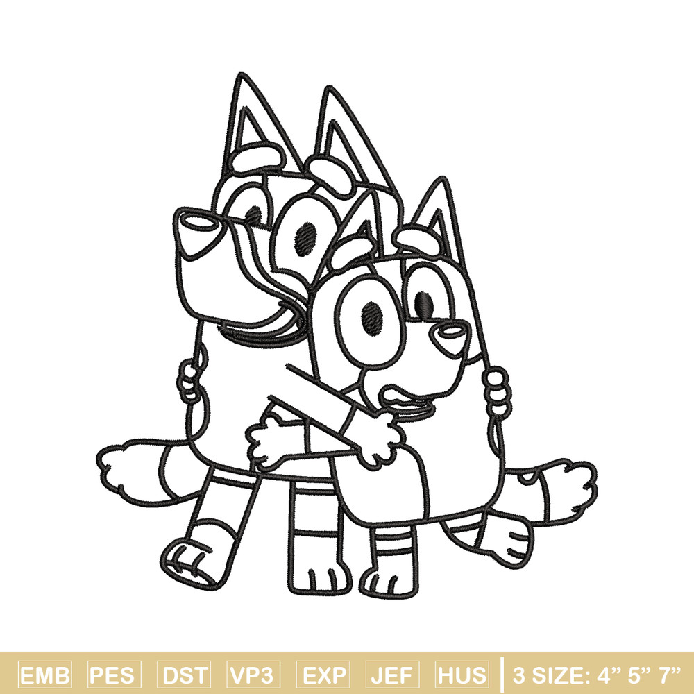 Mom and Dad Bluey Coloring Pages Embroidery, Bluey Embroidery, Embroidery File, cartoon design, Digital download..jpg