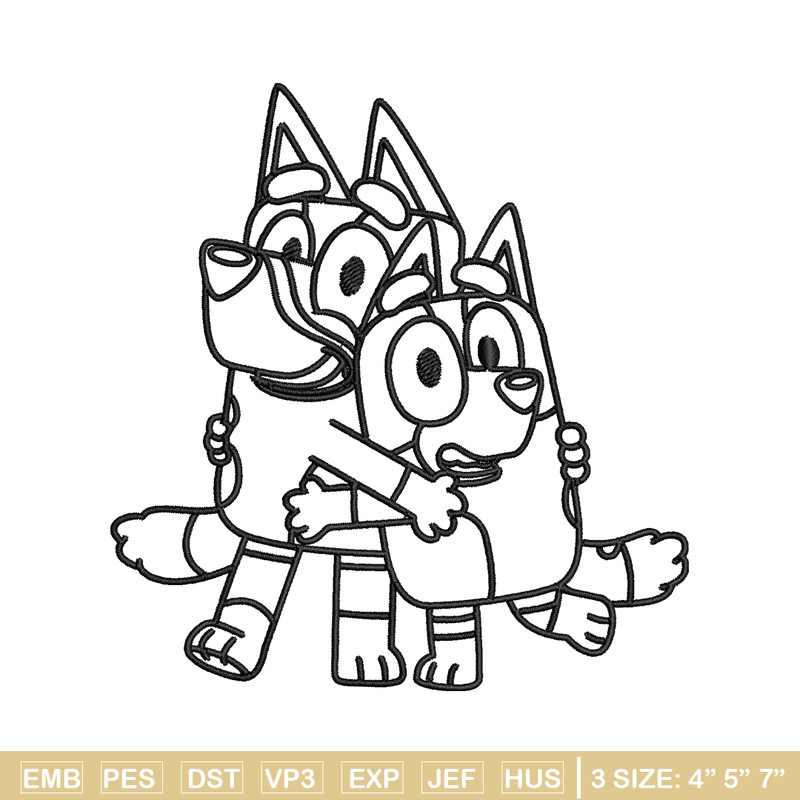 Mom and Dad Bluey Coloring Pages Embroidery, Bluey Embroidery, Embroidery File, cartoon design, Digital download..jpg