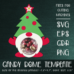 Christmas Gnome with Firtree | Candy Dome | Christmas Ornament | Paper Craft Template | Sucker Holder SVG