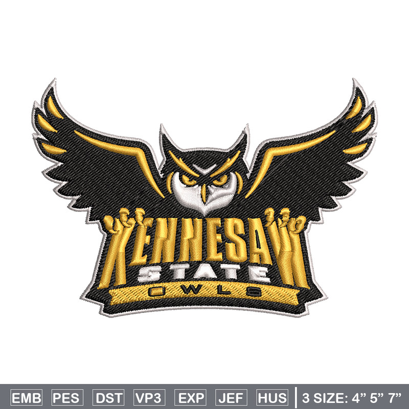 Kennesaw State Owls embroidery design, Kennesaw State Owls embroidery, logo Sport, Sport embroidery, NCAA embroidery.jpg