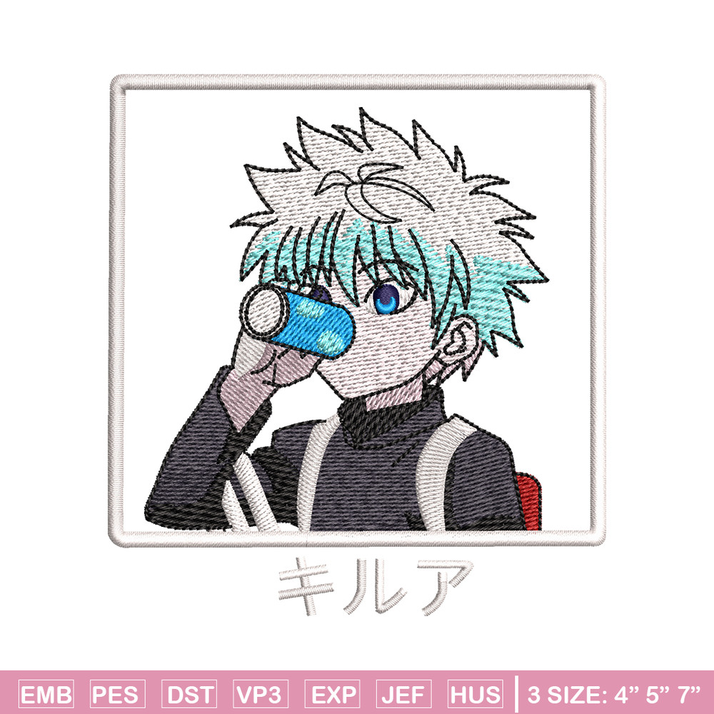 Killua embroidery design, hunter x hunter embroidery, anime design, logo design, anime shirt, Digital download..jpg