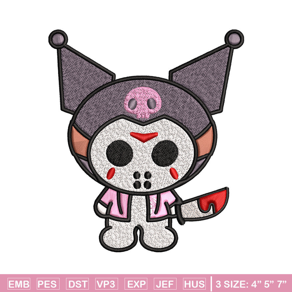 Kuromi Jason Voorhees Embroidery design, Halloween Embroidery, cartoon design, Embroidery File, Digital download.jpg