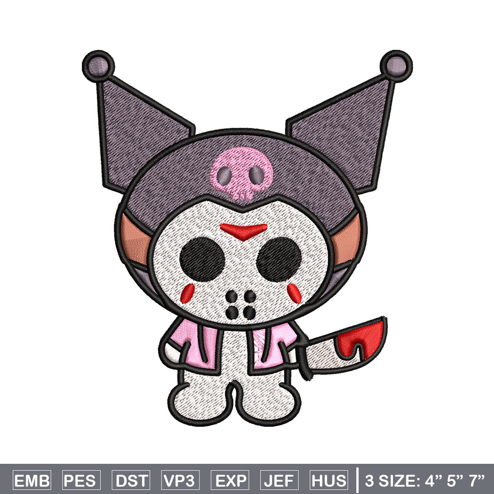 Kuromi Jason Voorhees Embroidery design, Halloween Embroidery, cartoon design, Embroidery File, Digital download.jpg