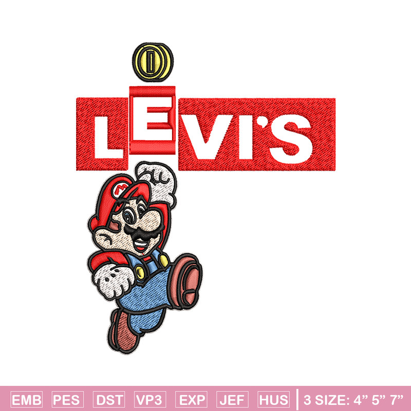 Levi's Mario Embroidery design, Levi's Mario Embroidery, cartoon design, Embroidery File, Levi's logo, Instant download.jpg