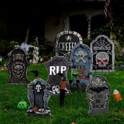 6pcs, halloween tombstone yard signs halloween gravestone decorations yard signs lawn decorations with stake