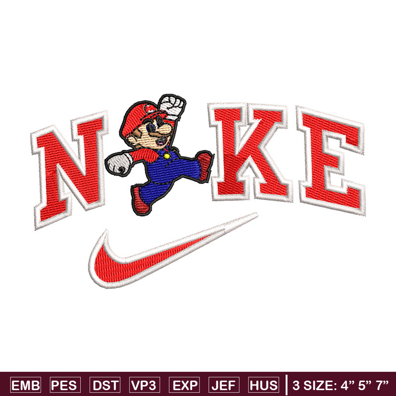 Nike Mario embroidery design, Nike Mario embroidery, Nike design, embroidery file, Logo shirt, Digital download.jpg