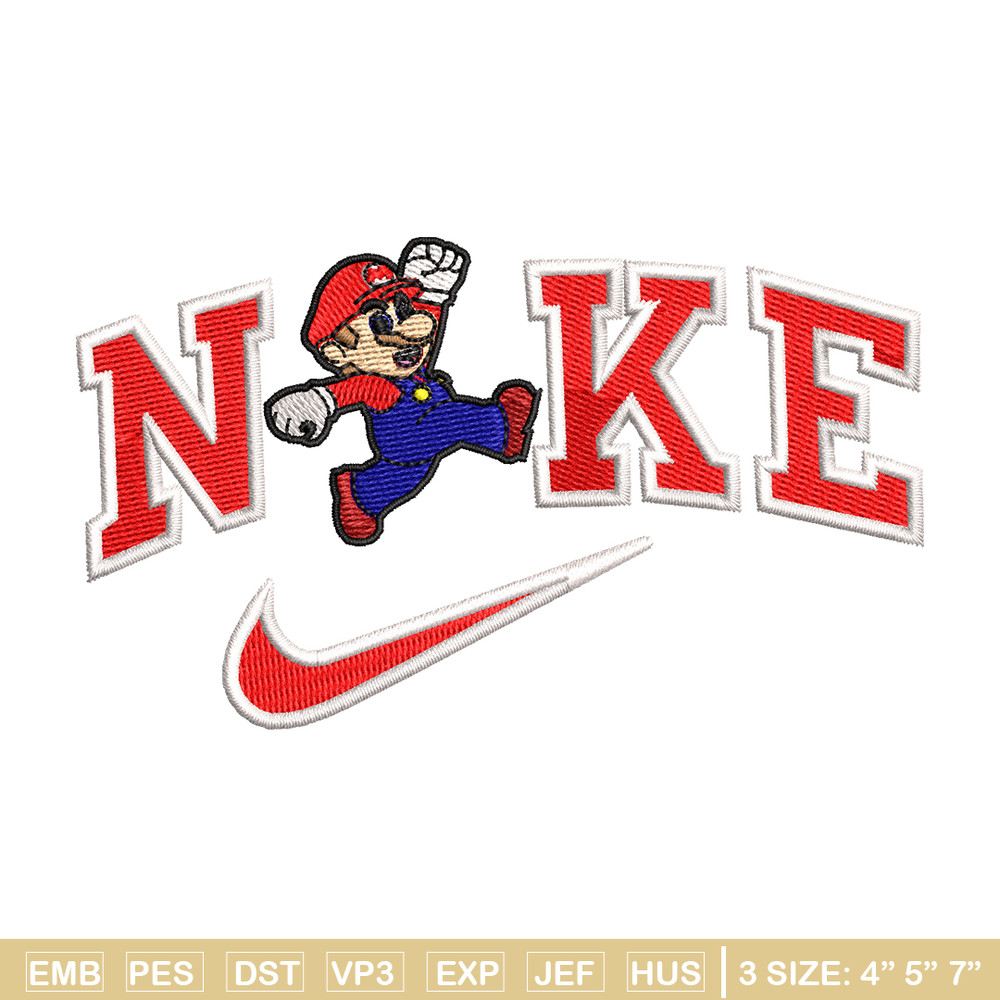Nike Mario embroidery design, Nike Mario embroidery, Nike design, embroidery file, Logo shirt, Digital download.jpg