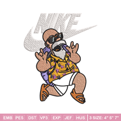 master roshi nike embroidery design, dragon ball embroidery, nike design, embroidery file, anime shirt, instant download