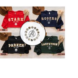 two-sided marvel superhero team, avengers team shirt, stark 1970, banner 1969, rogers 1917, maximoff 1989, mcu, avengers