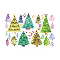 christmas tree clipart, watercolor tree clipart, tree clip art, tree png, winter clipart, holiday clipart, instant download