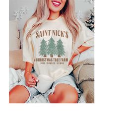 saint nick's christmas tree farm png, chrismtas sublimation design, christmas tree png, santa claus png, christmas t-shi