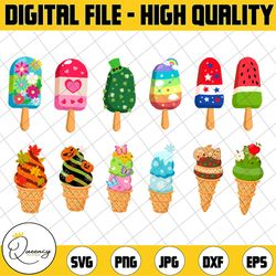 year of ice cream png, christmas png, halloween ice cream, fall, 4th of july, cute ice-cream clipart, kawaii clipart
