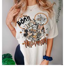 vintage disney halloween shirt, mickey and friends skeleton halloween shirt, mickey's not-so-scary halloween party, disn
