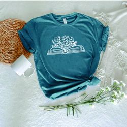 floral reading shirt png, book gift tee, floral book shirt pngs, graphic flowers books tshirt pngs, library t-shirt png,
