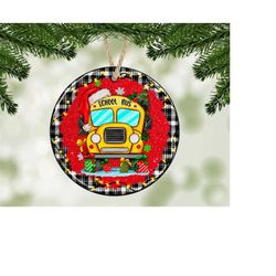school bus driver yellow christmas ornament png, round christmas ornament, png instant download, xmas ornament sublimation designs downloads