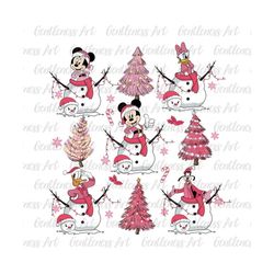 merry christmas mouse and friends png, pink christmas tree png, christmas squad png, mouse and friends, pink christmas png, xmas holiday
