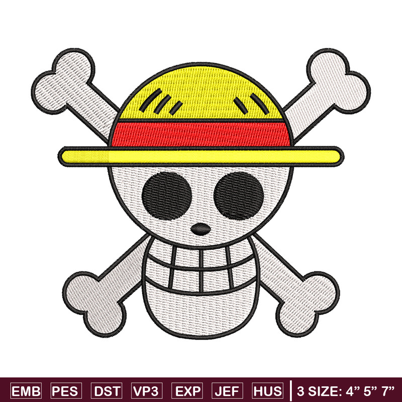 One piece Luffy Logo embroidery design, One piece embroidery, anime design, embroidery file, Digital download..jpg