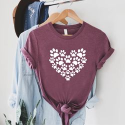 paw love tshirt png, animal lover gifts, paw print shirt png, heart animal awareness tee, dog mama shirt pngs, cat mom a