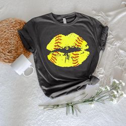 softball lips shirt png, softball gifts, softball mom tshirt png, softball love tee, softball coach gift, softball lover