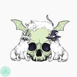Mystic Cat Halloween Purple Cat And Skull SVG Graphic File