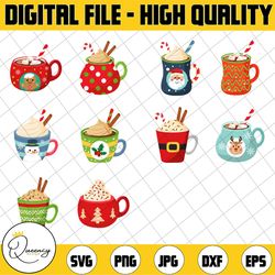 christmas mugs png, hot cocoa, christmas clipart, hot chocolate mugs clipart, holiday mugs clipart, winter drink, mug, p