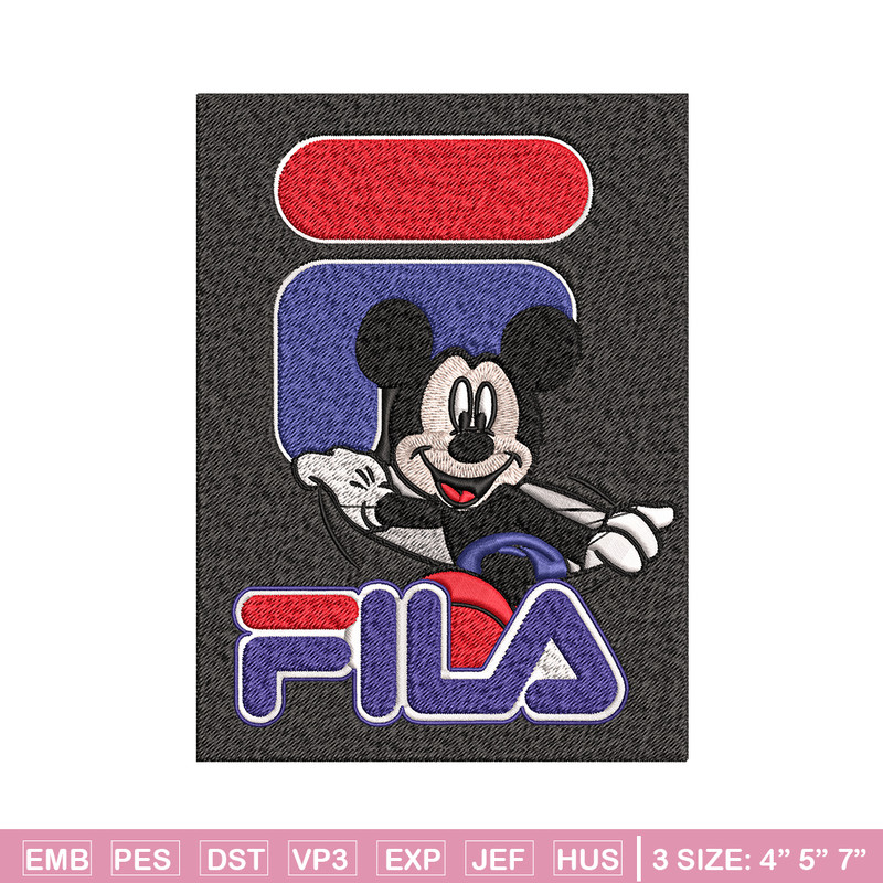 Mickey Mouse Fila Embroidery design, Disney Embroidery, cartoon design, Embroidery File, Fila logo, Instant download..jpg