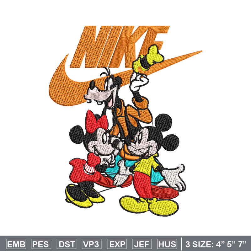 Mickey Mouse friends Nike Embroidery design, Disney Embroidery, Nike design, Embroidery file, Instant download..jpg