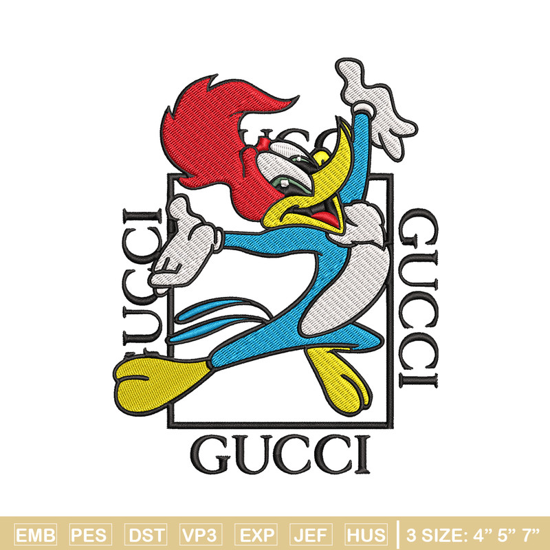Pica pau gucci Embroidery design, Pica pau Embroidery, cartoon design, Gucci logo, Embroidery File, Instant download.jpg
