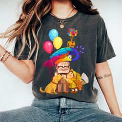 cute disney pixar up carl russell dug kevin house balloon group shirt, magic kingdom tee, disneyland holiday vacation tr