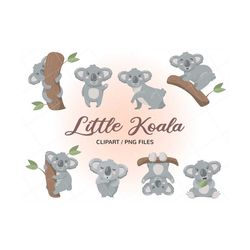 cute koala clipart, koala png, baby koala clipart, scrapbooking, instant download