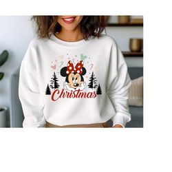 disney minnie mouse christmas tree sweatshirt, christmas disneyland vacation adult and kid tee, mickey very merry chris