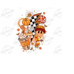 retro fall png, retro fall autumn pumpkin, halloween fall png shirt design, groovy smile fall pumpkin, fall autumn png digital download