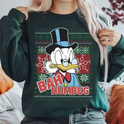 disney ducktales christmas scrooge mcduck bah humbug ugly christmas sweater shirt, disneyland christmas family holiday v