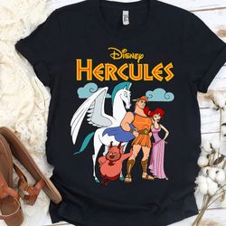 disney hercules classic group shot vintage graphic tshirt, magic kingdom, disneyland family matching shirts unisex adult