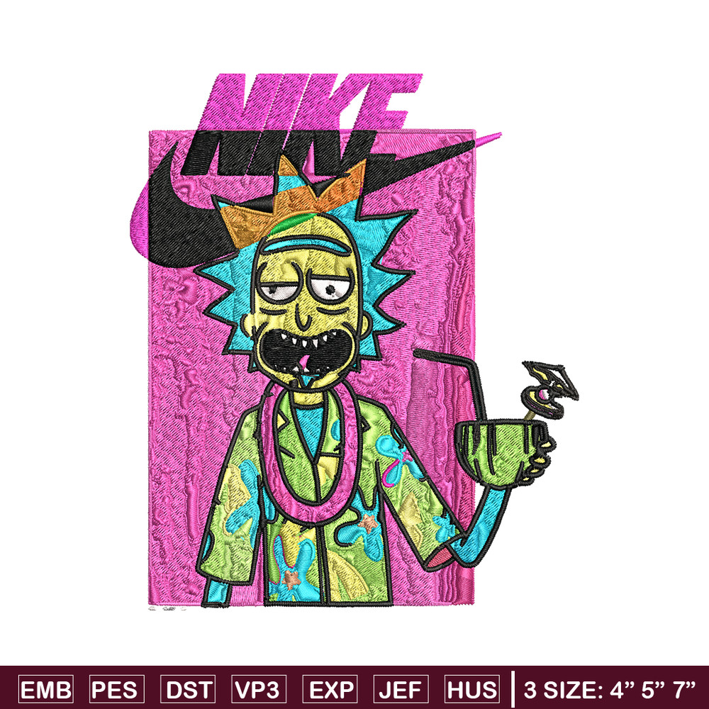 Rick and Morty x Just Rick It Embroidery design, Cartoon Embroidery, Nike design, Embroidery file, Instant download..jpg