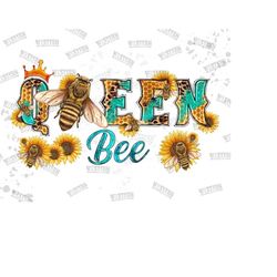 queen bee with crown and sunflower png, western queen bee png, bee png sublimation design, honey bee png,honeycomb bee png,sunflower bee png