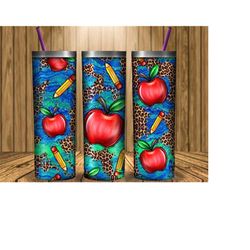 20oz skinny tumbler apple teacher png, teacher tumbler png sublimation design,20oz skinny tumbler png, school tumbler png digital download