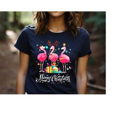 merry christmas flamingo t-shirt, christmas shirts for women girls, holiday tee, christmas flamingo shirt, cute flamingo
