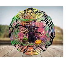 halloween witch cat wind spinner sublimation design,wind spinner,halloween wind spinner,animal wind spinner,witch cat png, digital download