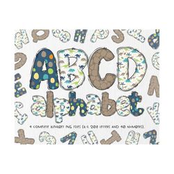 dinosaur alphabet letters bundle, dinosaur alphabet png files, dinosaur doodle hand drawn alphabet letters & numbers sublimation clipart