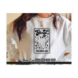 retro halloween svg, halloween ghost tarot card, trendy, western halloween svg, spooky season, cute ghost halloween, funny halloween svg